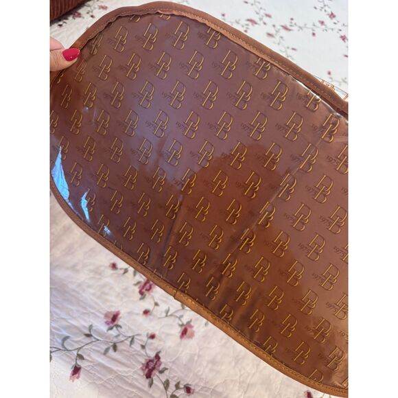 Vintage D&B Dooney & Bourke Oversized Clear Vinyl Tote Bag Large Brown Tan - Picture 6 of 9